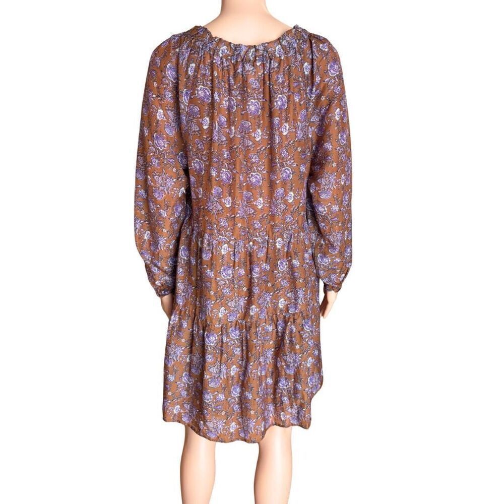 Xirena Lea Dress Small Golden Clover Floral Silk Cotton Peasant Mini Boho Tiered - Picture 5 of 7